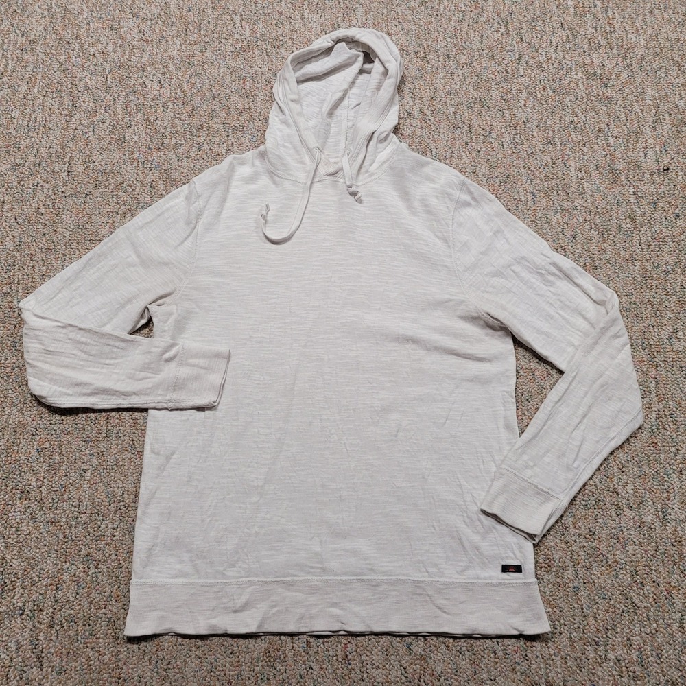 Faherty Slub Cotton Hoodie Mens Large White Lightweight Pullover Long Sleeve